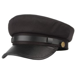 YUWXII Chauffeur Hat for Men Women, Classic Vintage Captain Hat Newsboy Cap Costume Hats (Black)