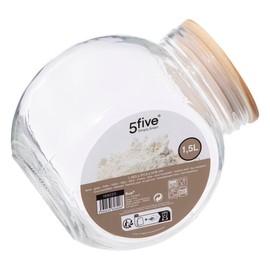 Glass Candy Jar Wooden Lid 1.5 L 5 five simply smart