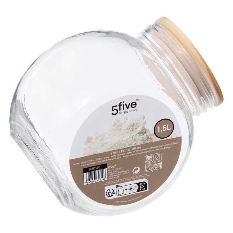 Glass Candy Jar Wooden Lid 1.5 L 5 five simply