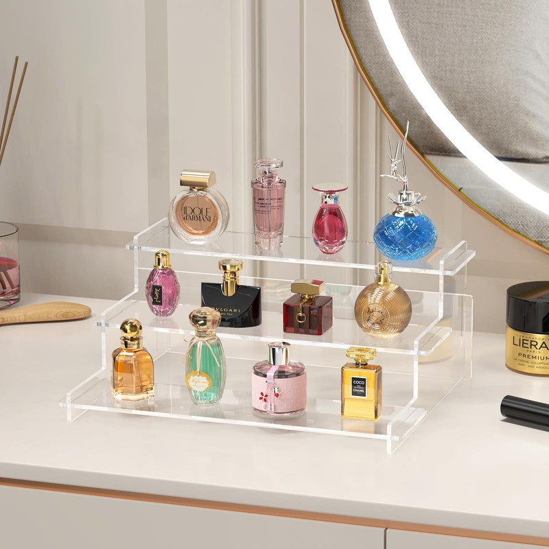 Acrylic Risers Display Stand, 3 Tier Cupcake Holder, Clear Perfume