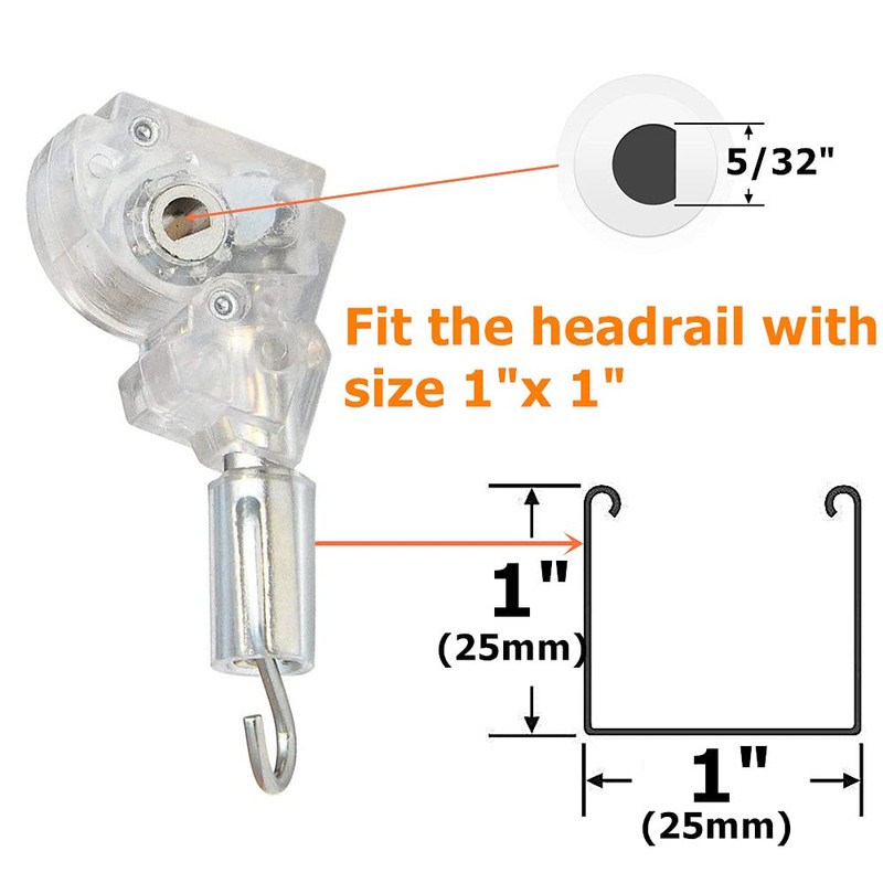 2pcs 1" Blinds Wand Tilter Mechanism with D shaped Gear