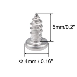 TA-VIGOR 50Pcs Self Tapping Screws, M2.2 Phillips Pan Head Screw, 5mm Round Head Tapping Screws, 316 Stainless Steel Machine Wood Fasteners Bolts for Wood, Drywall, Furniture, Repairing