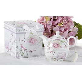 Delton Porcelain Tea For One, Moon Rose