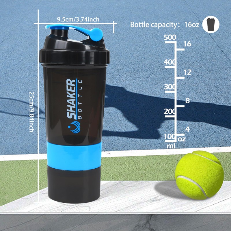 XTKS Shaker Bottle - Protein Shaker Cup with Storage Compartments