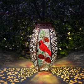 Cardinal Gift for Mom,Memorial Parents Grandparents Solar Lantern Bird Lamps for Home Decor,Christmas Decorative Hanging Ornaments 2 Pack