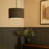 Modern Charcoal Grey Boucle Cylinder Ceiling Pendant Lampshade/Table Lamp Drum