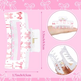 Yuxung 8 Pcs Coquette Pink Bow Cherry Hair Claw Clips for Women Cute Bow Preppy Trendy Rectangle Nonslip Banana Hair Clips,Thin Thick Short Long Curly Accessories,Birthday Bachelorette Wedding Gift