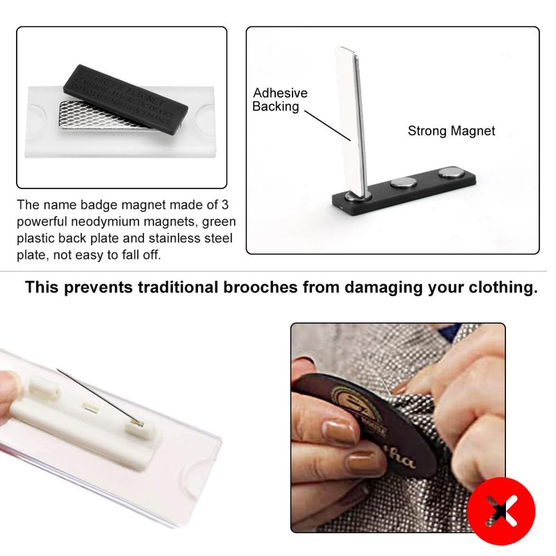 PERFETSELL Pack of 10 Name Badges Magnet Black