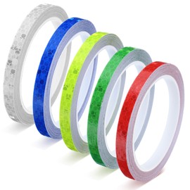 5 Rolls 130ft Reflective Tape for Bikes Bicycle Decals Fluorescent Tape Outdoor Safety Warning Lighting Sticker Waterproof High Visibility Reflector Tapes for DIY Rim Decoration
