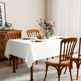 TRLYC Table Cloth - 60x102 Inch White Rectangle Tablecloths for 6 Foot Table Washable Polyester Table Cover for Wedding Parties Buffet Holiday Events Restaurants Kitchen Dinner Picnic