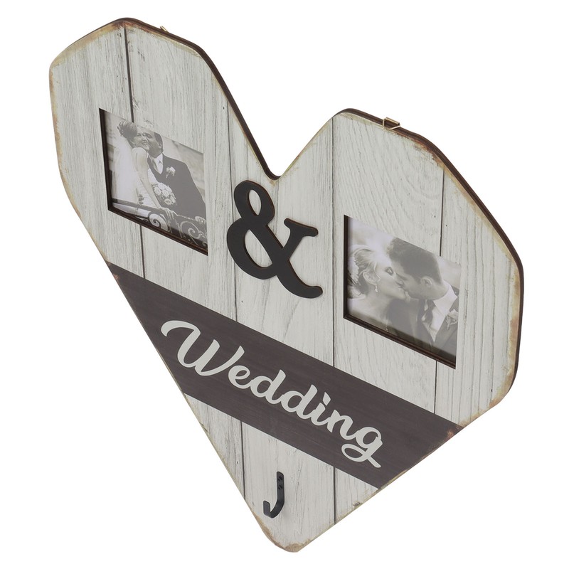 Wood Wedding Picture Frame Key Hook Wall Hanging Decoration Love