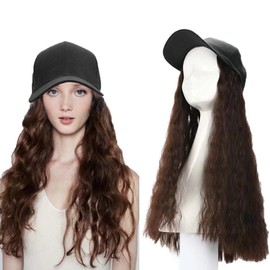 iLUU Dark Brown Corn Wave Synthetic Wig Cap, One Size, Heat Resistant, Wavy, Cap Wig, Wig Cap