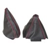 GEAR & HANDBRAKE GAITER BLACK LEATHER RED STITCHING