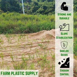 Farm Plastic Supply - Straw Erosion Control Blanket - Straw Garden and Landscape Cover, Erosion Control Blanket, Straw Blanket, Erosion Control, Slope Stabilizer, and Seed Protector (4' x 112.5')