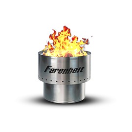 Farenheit 13.5 Inch Portable Stainless Steel Fire Pit - Portable Smokeless Bonfire Fire Pit for Outdoor Patio, Camping, and Backyard - Firepit for Picnics, Camping & Outside