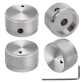 mxuteuk KNOB-03-25SR Guitar Knobs Silver Guitar Knobs Audio Volume Control Aluminium Rotary Potentiometer Rotary Knobs for Electric Guitar Bass Screw Replacement Part Type 25 x 15.5 mm (D x H) Pack of