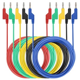 Sumnacon 5Pcs Banana to Banana Plug Test Lead, 4mm Stackable Banana Plug Wire Test Cable Lead for Multimeter, Electrical Test Wire 1000V/15A 6.6Ft/2M