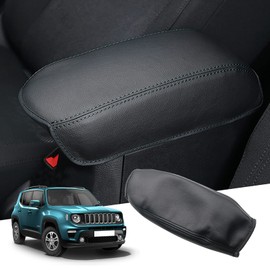 GAFAT Compatible with Jeep Renegade 2015-2024 2025 Centre Armrest Cover, Renegade 2023 Centre Console Armrest Protection Armrest Covers, Leather Padding, Renegade Accessories (Black)