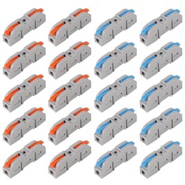 20Pcs Quick Connect Electrical Splicing Wire Connectors Kit Lever Wire Connectors Compact Butt Splice Inline Terminals AWG 28-12 1 in 1 Out Insulated Terminal for Home Terminal Block Connector