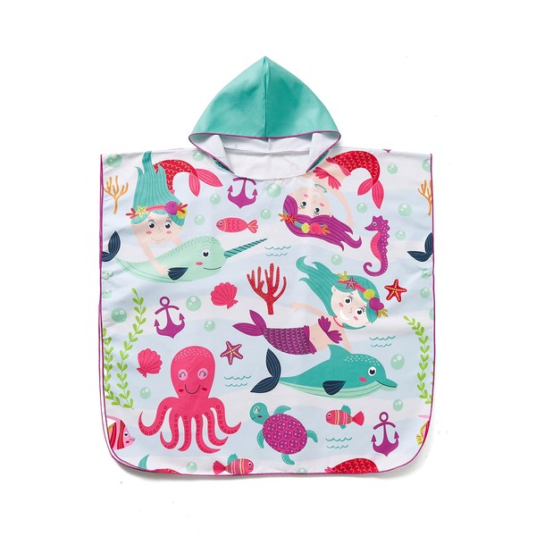 Soui Shower Poncho with Hood for Kids, I Baby, Girls, Boys, Super Soft and Absorbent, Size: 70 x 70 cm, ocean