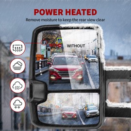 YITAMOTOR Towing Mirrors Compatible with 2014-2018 Silverado Sierra 1500, 2015-2018 Silverado 2500 HD / 3500 HD Side Mirrors Power Heated Telescoping with Smoke LED Turn Signals Clearance Light