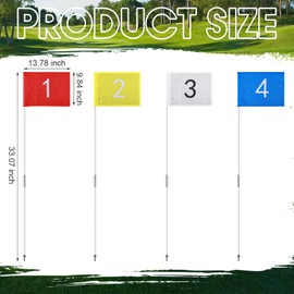 Seenelling 4 Sets Golf Flagstick and Flags Numbered 33 Inch for Practice Driving Range Backyard Family Golf Game Foldable Flagstick