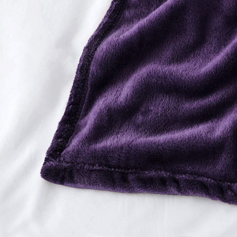 MOONLIGHT20015 Fleece Blanket Throws for Sofas - 400 GSM Purple