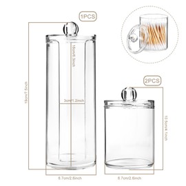 UKOFEW Pack of 3 Cotton Pad Dispenser Organiser Set, Cotton Pads Cosmetic Storage, Cotton Pads Storage, Transparent, Cotton Pad Dispenser for Living Room, Bedroom, Bathroom