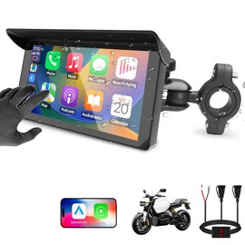 VSYSTO Motorcycle Carplay, Wireless Carplay and Android Auto, 5 Inch HD Motorbike Touchscreen, Temperature and Battery Voltage Display, Support GPS Navigation, Dual USB Port Power Cable (5 inch)
