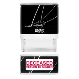 Return to Sender Stamp - Deceased - Self Inking - 37mm x 12mm (Red Ink)