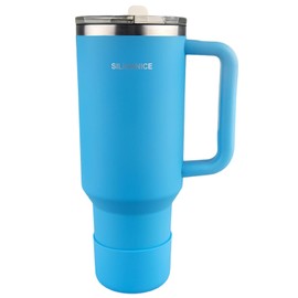 Karst Blue Soft Touch Body & Detachable MacStraw,40 Oz Stainless Steel Insulated Tumbler with Deep cleaning Straw & Handle,Dishwasher Safe, Thermal Cup for Cupholder Compatible for Travel