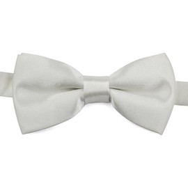 Boy's Solid Color Banded Satin Bow Tie (White)
