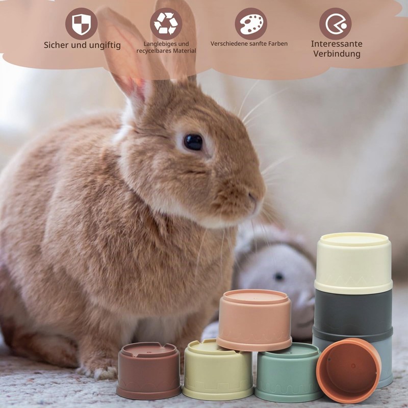 JINTANG 8 Pieces Stacking Cups for Rabbits, Bunny Nesting Toy,