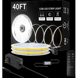 High Quality Cob LED Strip Lights Dimmer Kits Flexible USB Connected Smart LED Strip for Home Decoration 24V Plastic Body VoiceEmitting Color: Warm White, Lamp Power(W): 24, Length: 20FT/6M