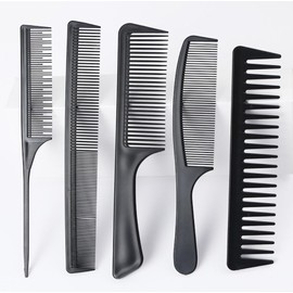 Uniecovibe 5-Piece Wide Tooth & Fine Tooth Hair Comb Set - Rat Tail Styling Combs for Detangling, Smoothing, Sectioning - All Hair Types - Professional & Home