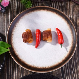 Japanese Plates set of 4, Ceramic 8 Inch Plates, Japanese Retro Style