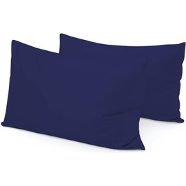 The3amenterprises Toddler Travel Pillowcase 13x18 inch, Navy Blue Set of 2 PC, 100% Egyptian Cotton 600 Thread Count Small Pillowcase with Zipper Closure Navy Blue