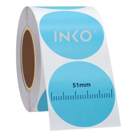 01 Rollo Etiqueta Térmica Circulo Azul 51x51 Mm 750 Logotipo Color Azul claro INKO