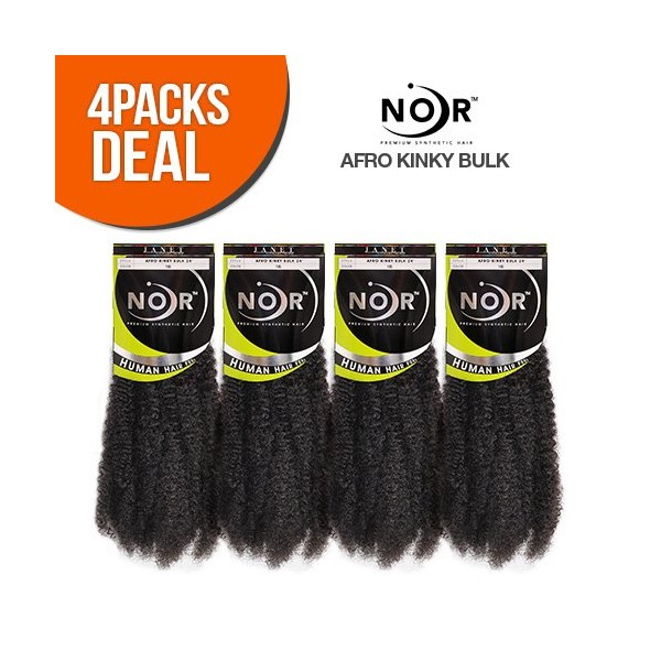 Janet Collection Synthetic Noir 2X Afro Kinky Bulk 24 (4-Pack, 1)