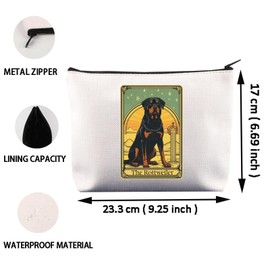 CENWA Rottweiler Cosmetic Make Up Bag Rottweiler Dog Mom Dad Gifts The Rottweiler Tarot Card Makeup Zipper Pouch Bag, Rottweiler B