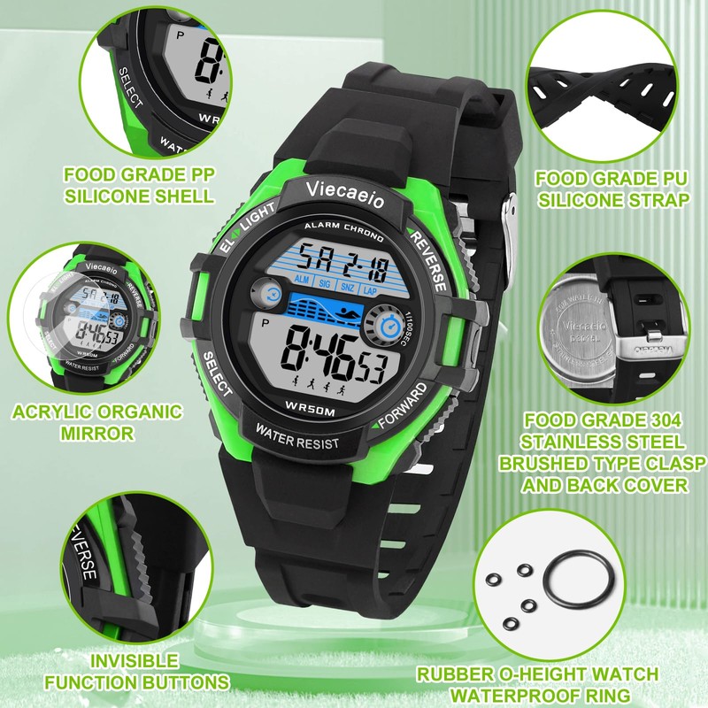 Viecaeio Kids Watches Digital Sport Watches for Boys Girls Outdoor