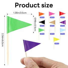 100 Pcs Mix Color Flag Cupcake Topper Sticks, Mini Golf Flags Toothpicks for Fruit Salad Masters Party Decorations