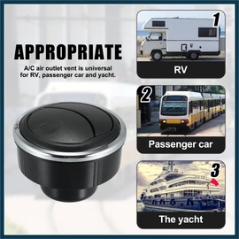 TUCKBOLD 2Pcs Rotating Round AC Air Outlet Vent Louvered Dashboard Electroplate Knob for RV Bus Boat Yacht 85mm 76mm 46mm Automotive Parts