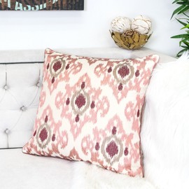 Homey Cozy Woven Cotton Throw Pillow Cover,Pink Series Blush Pink Decorative Square Couch Cushion Pillow Case 20 x 20 Inch, Cover Only