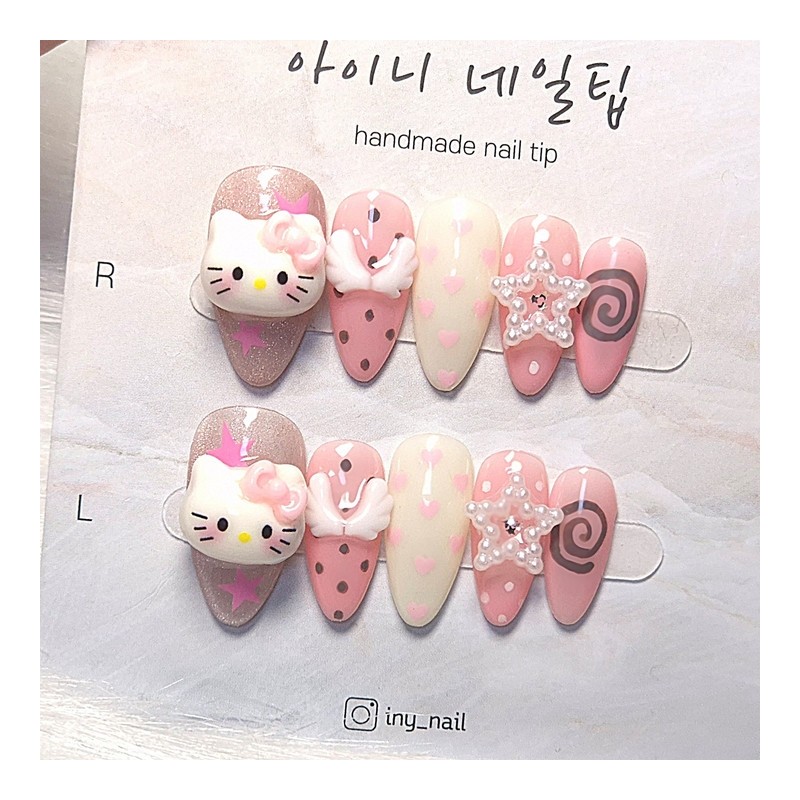 [Commemorating store openingSuper special discount] Kitschy Pink Angel Kitty Nail