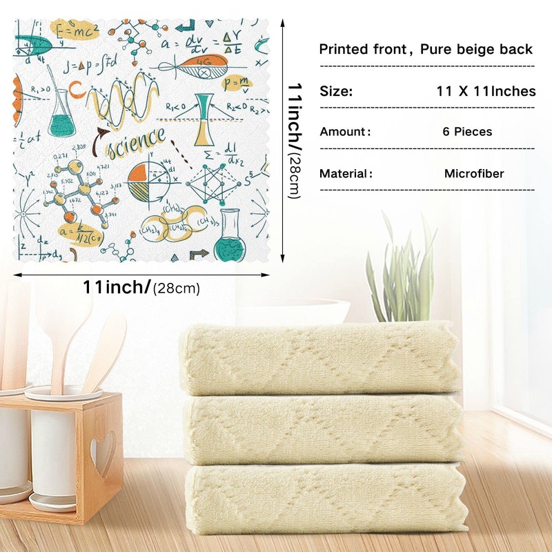 Science Lab Objects Print Microfiber Dish Cloths 6 Pack Dish