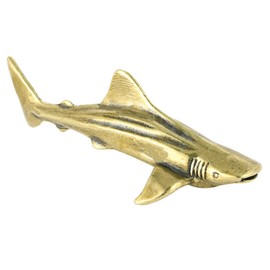 LIFKOME Brass Shark Figurine Desktop Decor Unique Shark Shaped Adornment Craftsmanship for Decoration Brass Material
