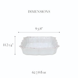 Casafina Ceramic 9" Square Baker - Impressions Collection, White | Oven & Dishwasher Safe Bakeware | Food Safe Glazing | Restaurant Quality Dinnerware