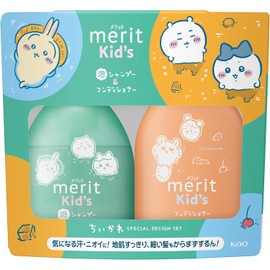 Merit Kids Bubble Shampoo + Conditioner Chiikawa Design Bottle (11.2 fl oz (330 + 360 ml), Natural Floral Gentle Scent