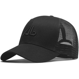 Spargel Men's Mesh Cap, Hat, Large Size (Up to 25.6 inches (65 cm), Deep Baseball Cap, Black logo, XL